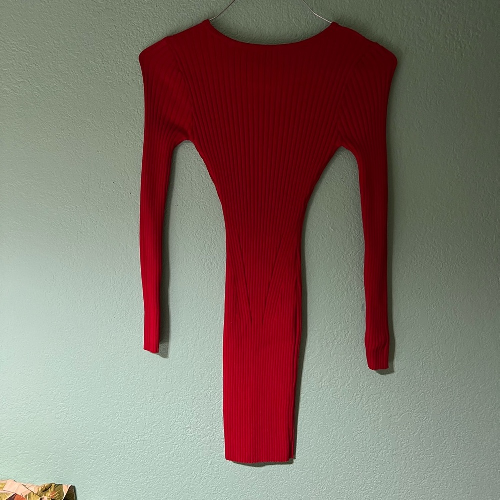 Hera Collection Red Ribbed Knit Top - Picture 5 of 5